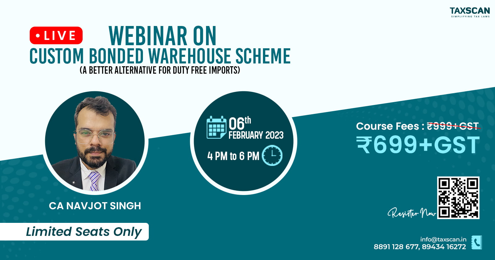 Live webinar - Custom Bonded Warehouse Scheme - Warehouse Scheme - onlinewebinar - webinar - Webinar2023 - live - taxscan academy